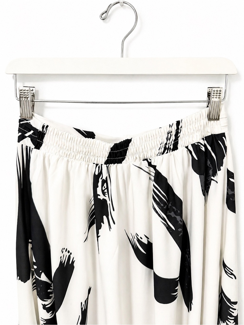 Black & Ivory Maxi Skirt with Slits Sz L Boho Chic Spring Summer Minimalist - Picture 5 of 11